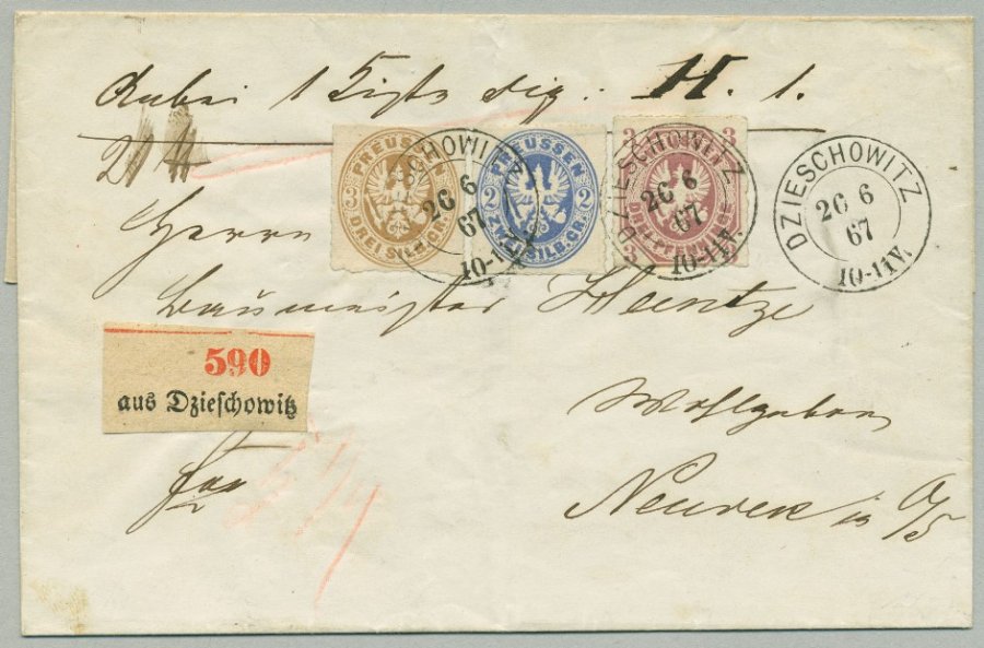 Seltener Aufgabestempel Dzieschowitz - ein schöner Paketbegleitbrief