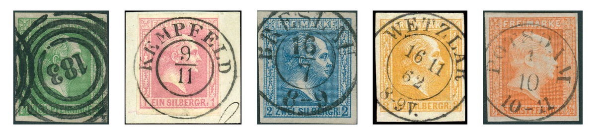 Michel-Nr. 9-13 in gestempelter Erhaltung