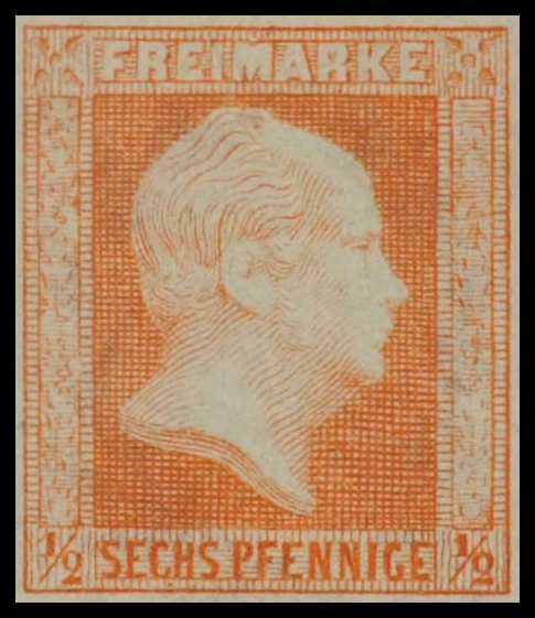 Michel-Nr. 1  ½ Silbergroschen / 6 Pfennig orange - in ungebrauchter Erhaltung
