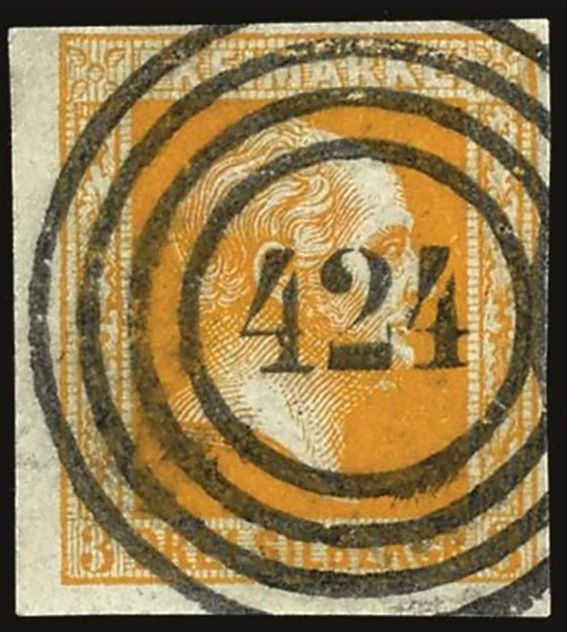 Michel-Nr. 8 mit Nummernstempel 424